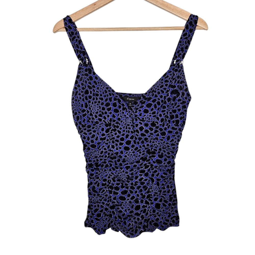 Express Purple and Black Patterned Tank Top